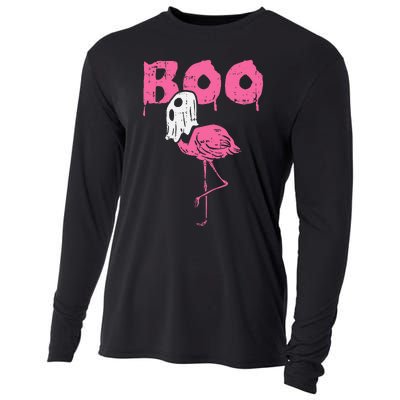 Boo Flamingo Ghost Fun Halloween Animal Bird Cooling Performance Long Sleeve Crew