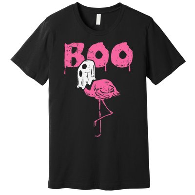 Boo Flamingo Ghost Fun Halloween Animal Bird Premium T-Shirt