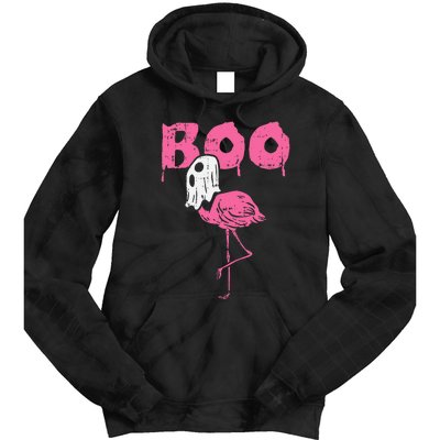 Boo Flamingo Ghost Fun Halloween Animal Bird Tie Dye Hoodie