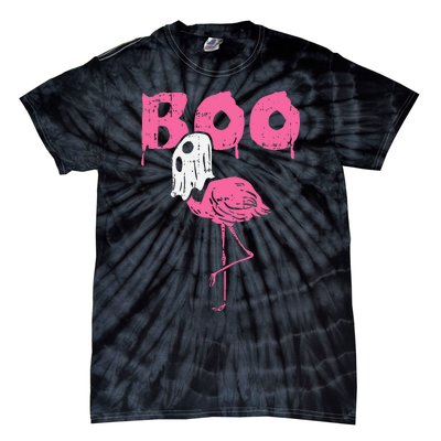 Boo Flamingo Ghost Fun Halloween Animal Bird Tie-Dye T-Shirt