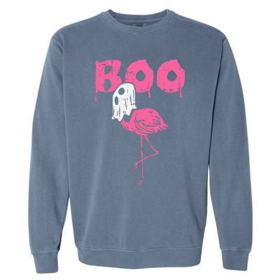 Boo Flamingo Ghost Fun Halloween Animal Bird Garment-Dyed Sweatshirt