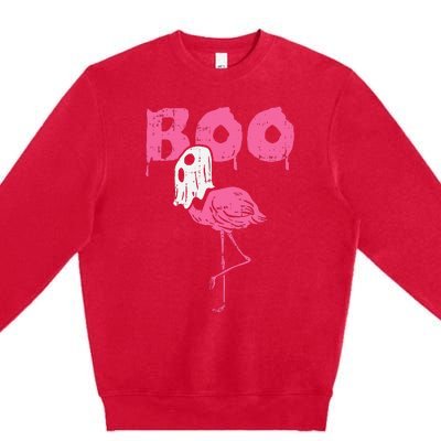 Boo Flamingo Ghost Fun Halloween Animal Bird Premium Crewneck Sweatshirt