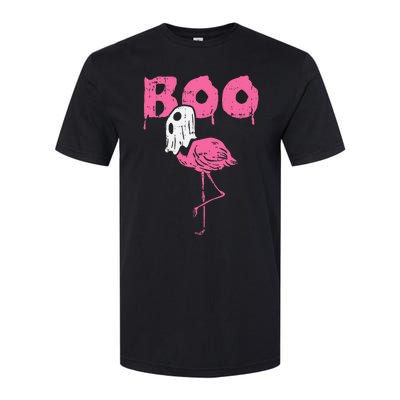 Boo Flamingo Ghost Fun Halloween Animal Bird Softstyle CVC T-Shirt