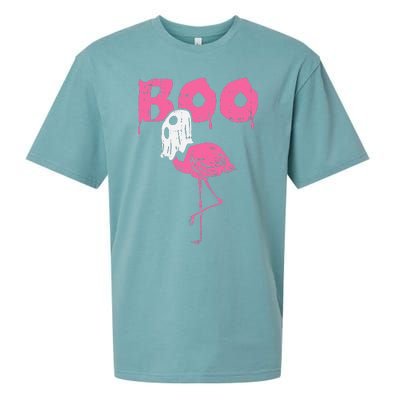 Boo Flamingo Ghost Fun Halloween Animal Bird Sueded Cloud Jersey T-Shirt