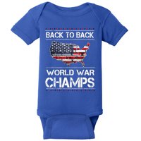 Backtobackundefeatedworldwarchamps Funny Gift Baby Bodysuit