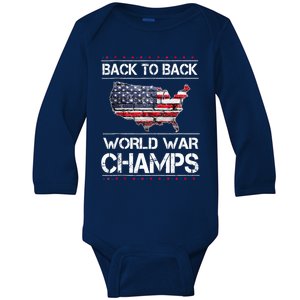 Backtobackundefeatedworldwarchamps Funny Gift Baby Long Sleeve Bodysuit