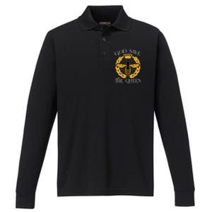 Bee Flowers God Save The Queen Nature Save The Bees Gift Performance Long Sleeve Polo