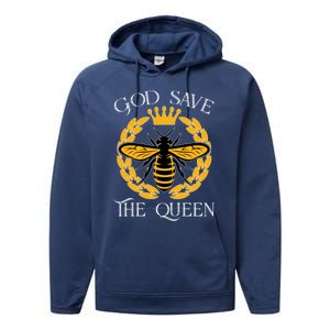 Bee Flowers God Save The Queen Nature Save The Bees Gift Performance Fleece Hoodie