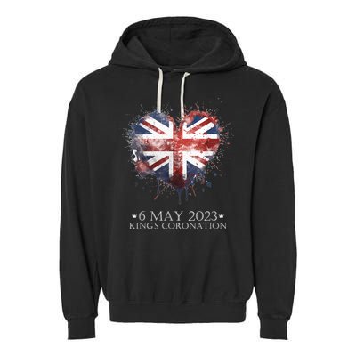 British Flag Heart King's Coronation. Union Jack Charles Garment-Dyed Fleece Hoodie