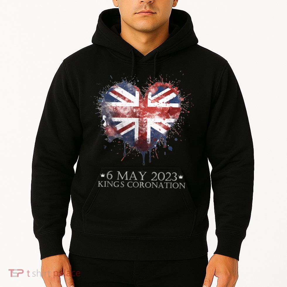 British Flag Heart King's Coronation. Union Jack Charles Hoodie