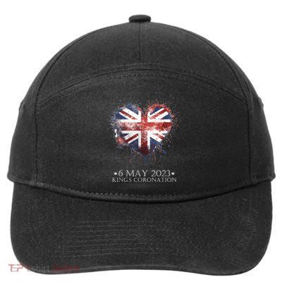 British Flag Heart King's Coronation. Union Jack Charles 7-Panel Snapback Hat
