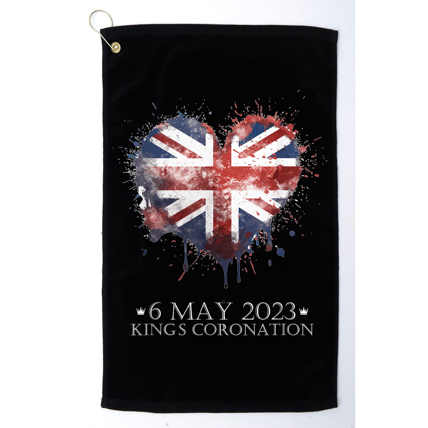 British Flag Heart King's Coronation. Union Jack Charles Golf Towel