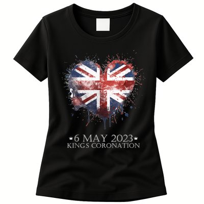 British Flag Heart King's Coronation. Union Jack Charles Womens T-Shirt