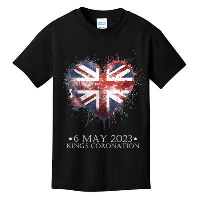 British Flag Heart King's Coronation. Union Jack Charles Kids T-Shirt