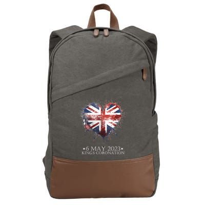 British Flag Heart King's Coronation. Union Jack Charles Cotton Canvas Backpack