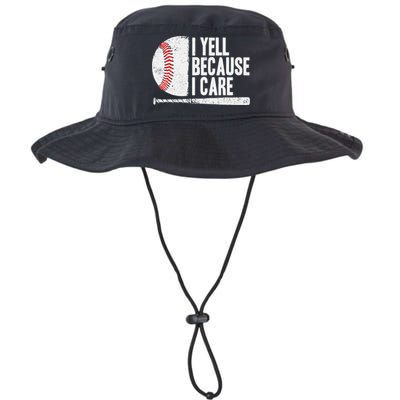 Baseball Fan Humor I Yell Because I Care Baseball Dads Bucket Hat