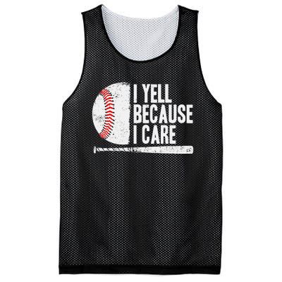 Baseball Fan Humor I Yell Because I Care Baseball Dads Mesh Reversible Basketball Jersey Tank