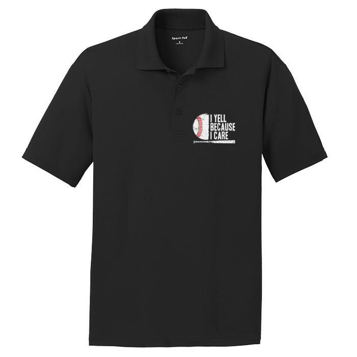 Baseball Fan Humor I Yell Because I Care Baseball Dads PosiCharge RacerMesh Polo