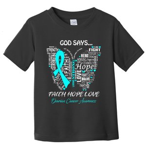 Butterfly Faith Hope Love Ovarian Cancer Awareness Gifts Toddler T-Shirt