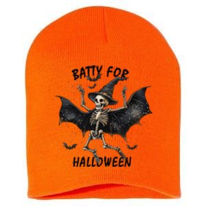 Batty For Halloween Dancing Skeleton Witch Short Acrylic Beanie