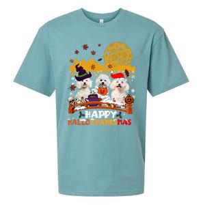 Bichon Frise Happy Hallothanksmas Halloween Thanksgiving Great Gift Sueded Cloud Jersey T-Shirt