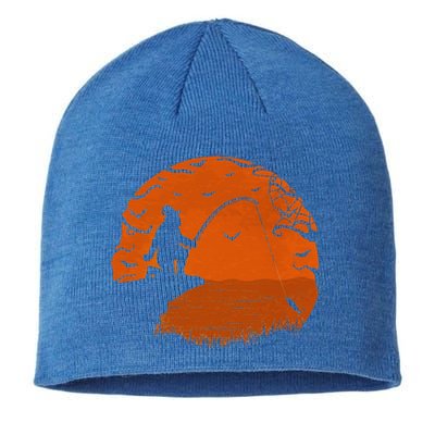 Bigfoot Fishing Halloween Fisherman Sunset Catching A Fish Sustainable Beanie