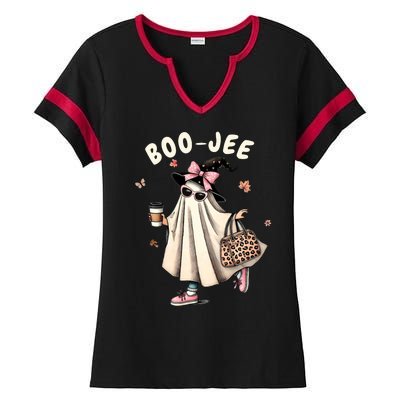 Boojee Funny Halloween Boujee Shopping Ghost Fall Ladies Halftime Notch Neck Tee