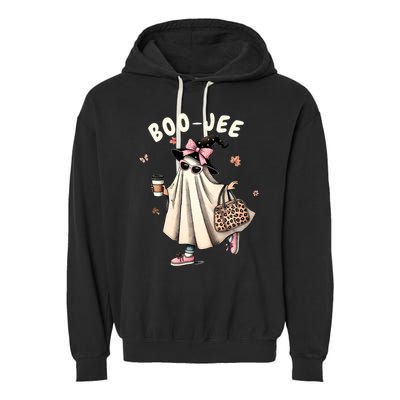 Boojee Funny Halloween Boujee Shopping Ghost Fall Garment-Dyed Fleece Hoodie