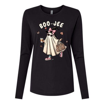 Boojee Funny Halloween Boujee Shopping Ghost Fall Womens Cotton Relaxed Long Sleeve T-Shirt