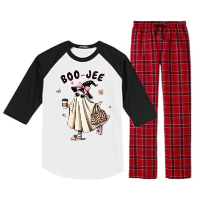 Boojee Funny Halloween Boujee Shopping Ghost Fall Raglan Sleeve Pajama Set