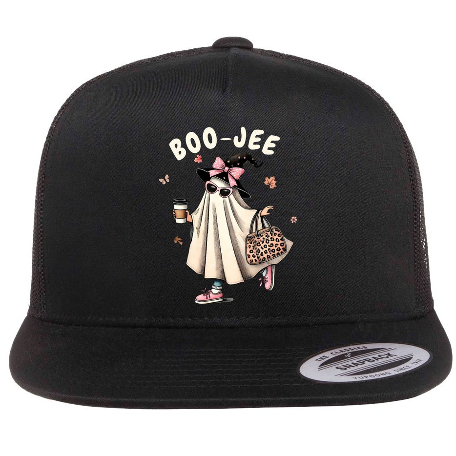 Boojee Funny Halloween Boujee Shopping Ghost Fall Flat Bill Trucker Hat