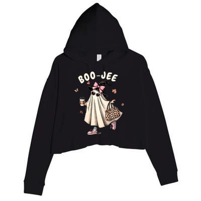 Boojee Funny Halloween Boujee Shopping Ghost Fall Crop Fleece Hoodie