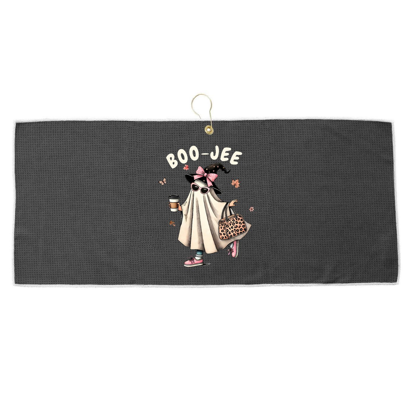 Boojee Funny Halloween Boujee Shopping Ghost Fall Large Microfiber Waffle Golf Towel