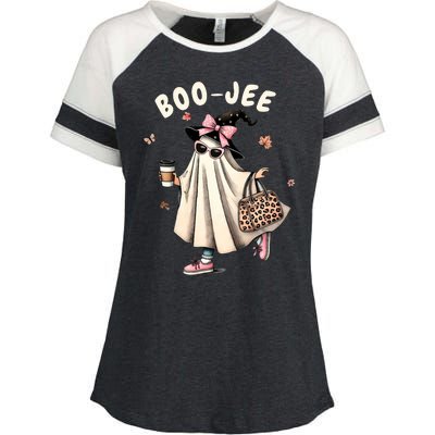 Boojee Funny Halloween Boujee Shopping Ghost Fall Enza Ladies Jersey Colorblock Tee