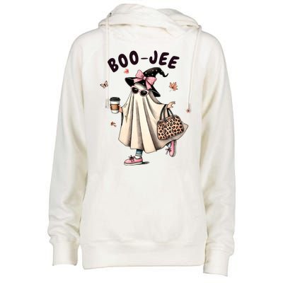 Boojee Funny Halloween Boujee Shopping Ghost Fall Womens Funnel Neck Pullover Hood