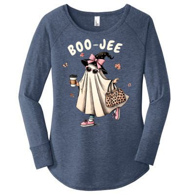 Boojee Funny Halloween Boujee Shopping Ghost Fall Women's Perfect Tri Tunic Long Sleeve Shirt