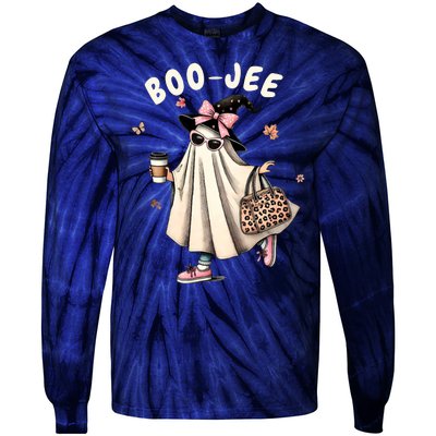 Boojee Funny Halloween Boujee Shopping Ghost Fall Tie-Dye Long Sleeve Shirt