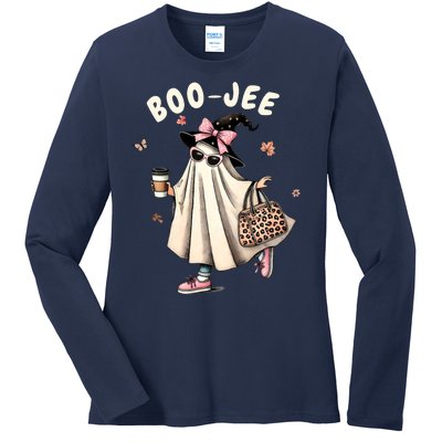 Boojee Funny Halloween Boujee Shopping Ghost Fall Ladies Long Sleeve Shirt