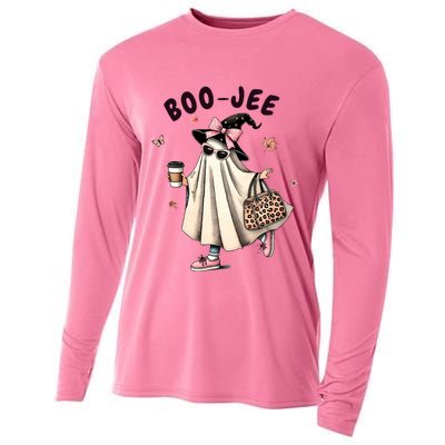 Boojee Funny Halloween Boujee Shopping Ghost Fall Cooling Performance Long Sleeve Crew