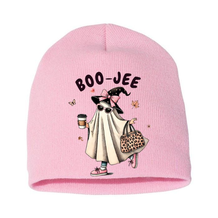Boojee Funny Halloween Boujee Shopping Ghost Fall Short Acrylic Beanie