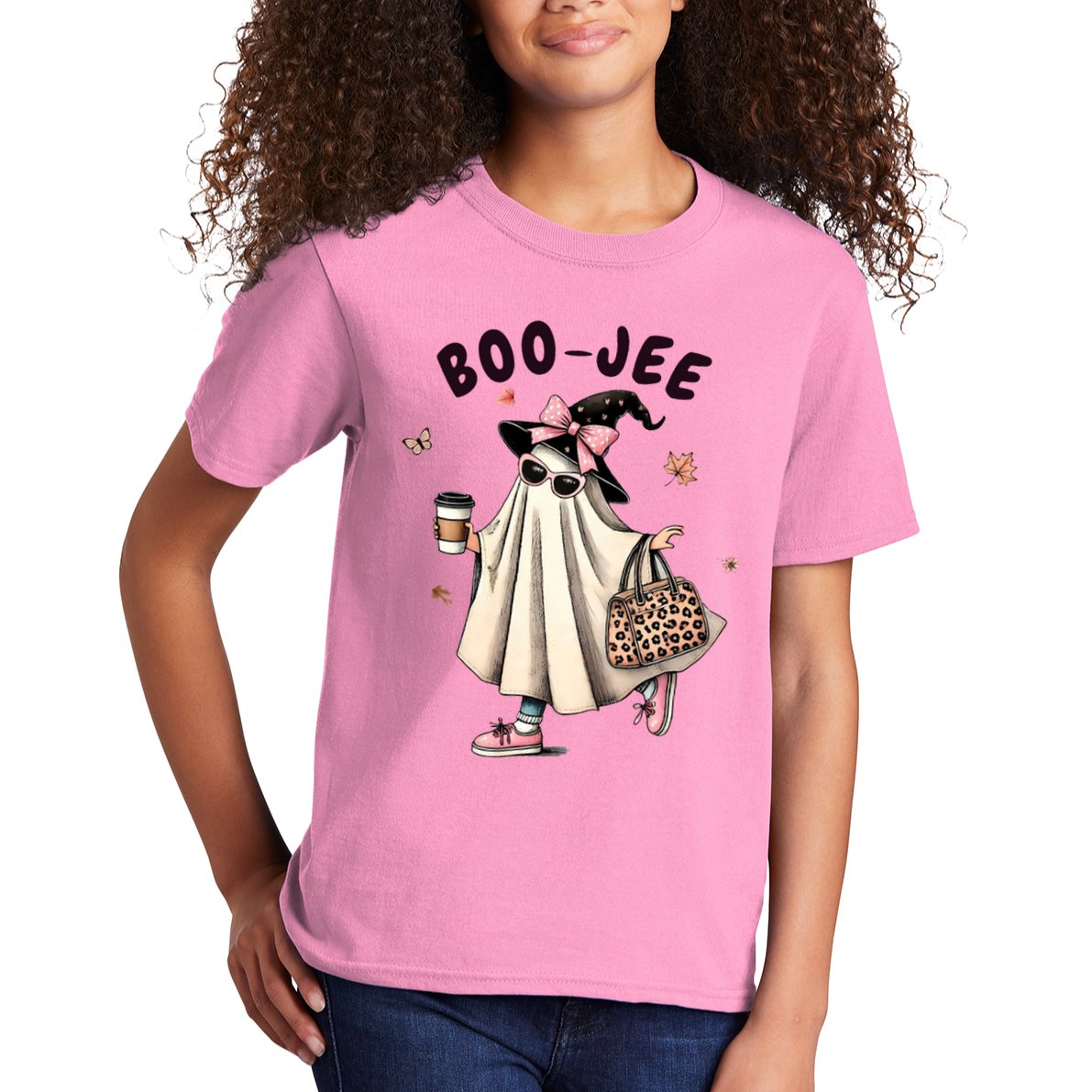 Boojee Funny Halloween Boujee Shopping Ghost Fall Kids T-Shirt