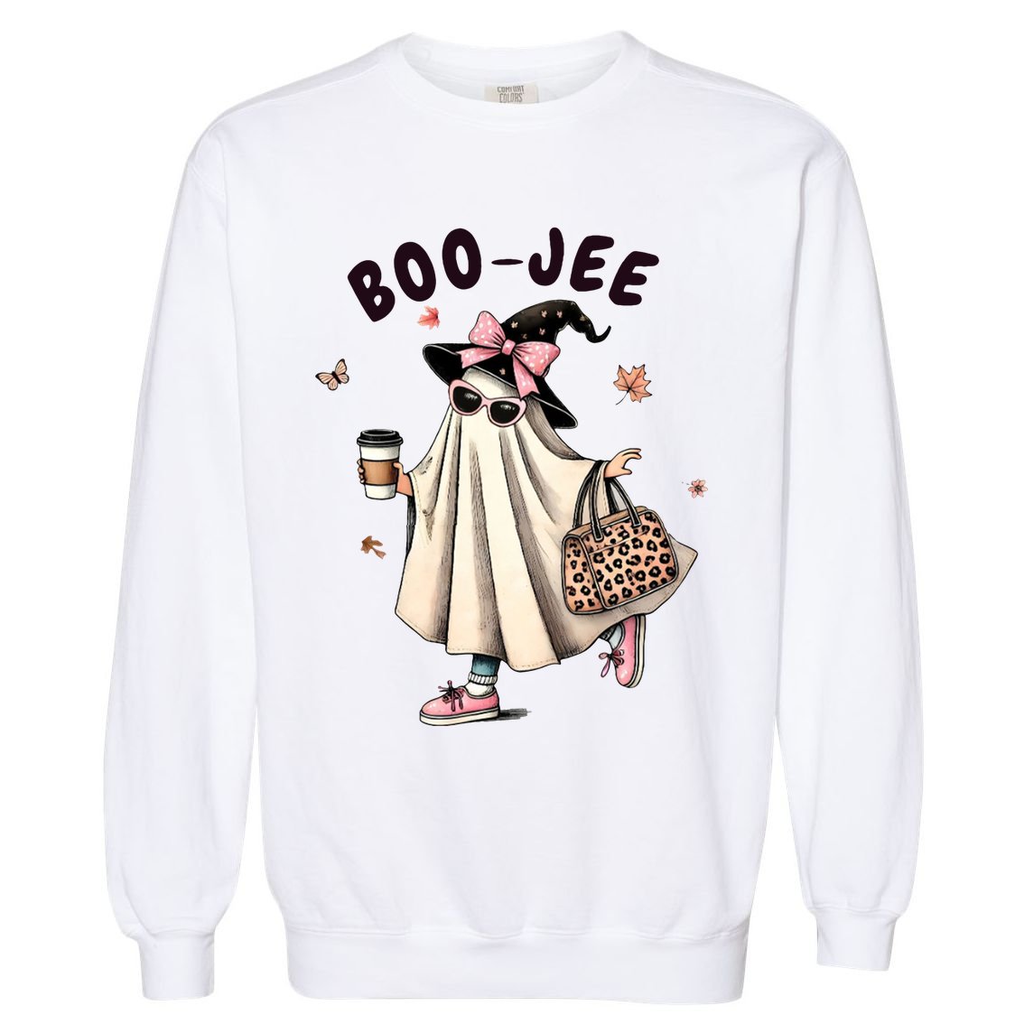 Boojee Funny Halloween Boujee Shopping Ghost Fall Garment-Dyed Sweatshirt