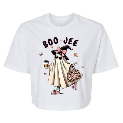 Boojee Funny Halloween Boujee Shopping Ghost Fall Bella+Canvas Jersey Crop Tee