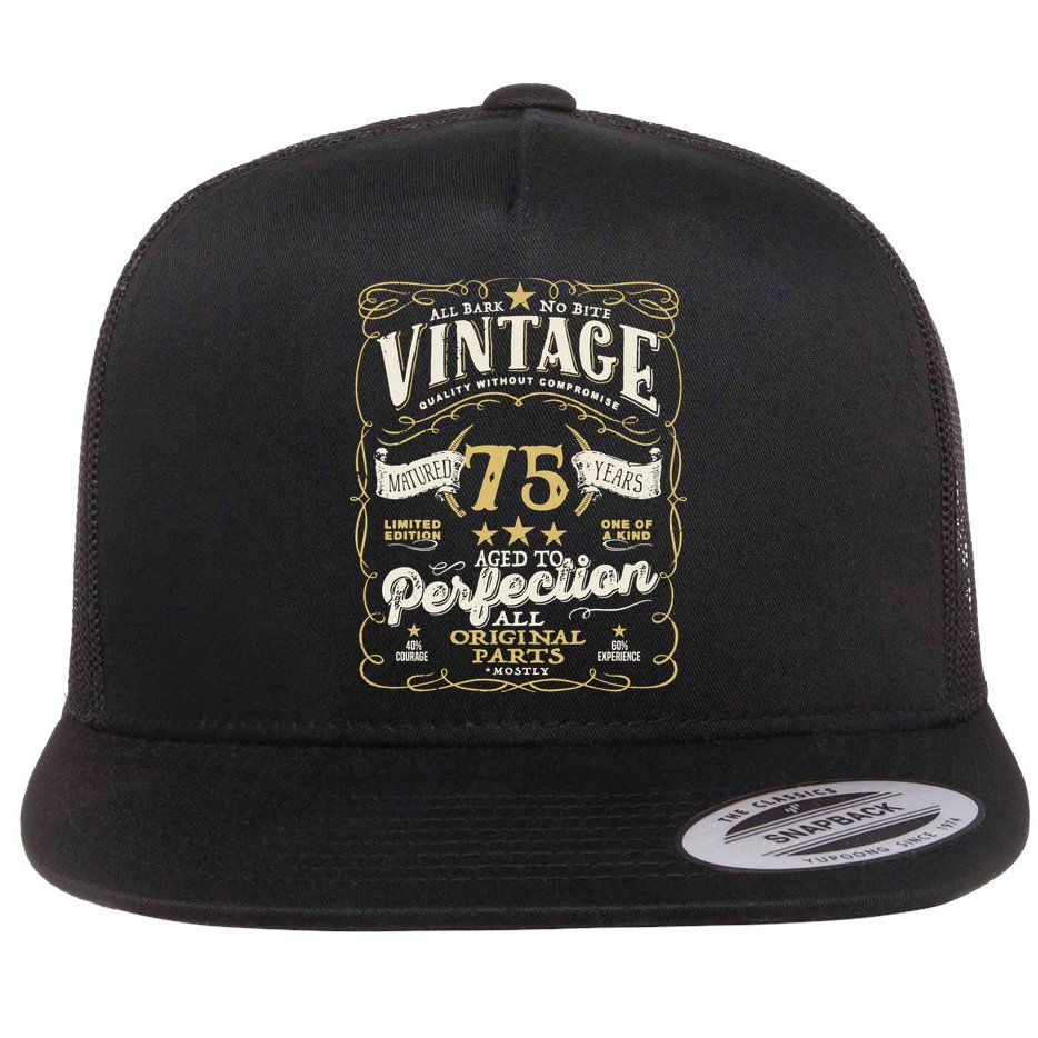 Birthday For Him 75th Birthday Aged To Perfection Flat Bill Trucker Hat