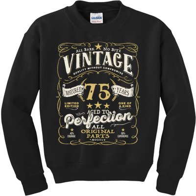 Birthday For Him 75th Birthday Aged To Perfection Kids Sweatshirt