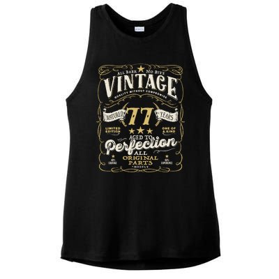 Birthday For Him 77th Birthday Aged To Perfection Ladies PosiCharge Tri-Blend Wicking Tank