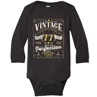 Birthday For Him 77th Birthday Aged To Perfection Baby Long Sleeve Bodysuit