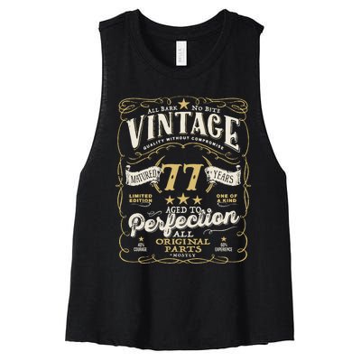 Birthday For Him 77th Birthday Aged To Perfection Women's Racerback Cropped Tank