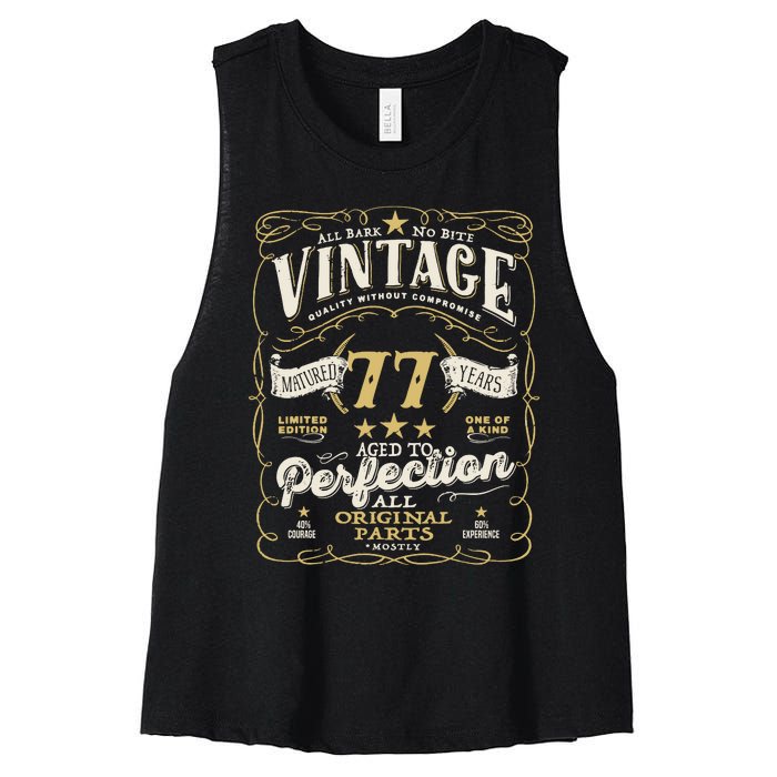 Birthday For Him 77th Birthday Aged To Perfection Women's Racerback Cropped Tank