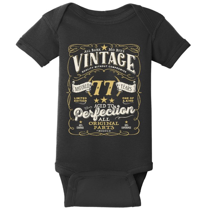 Birthday For Him 77th Birthday Aged To Perfection Baby Bodysuit